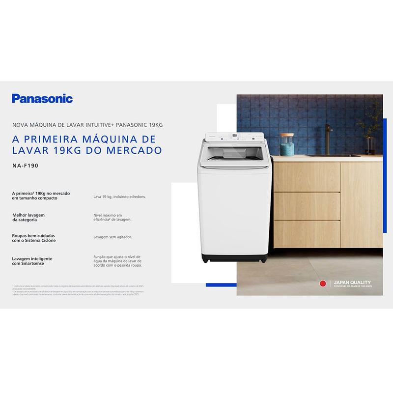 Lavadora de Roupas Intuitive+ Panasonic 19Kg Branca com 10